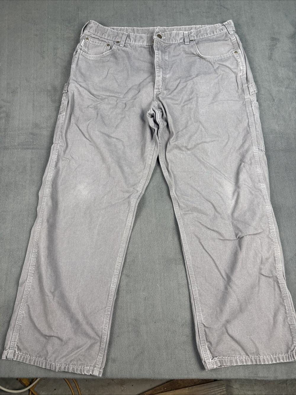 Carhartt Canvas Carpenter Pants Mens 40x30 Green B159 Loose Fit Work Utility